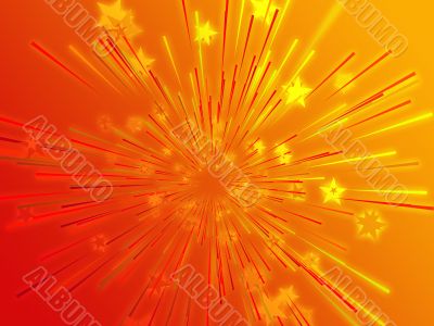 Bursting flying stars illustration