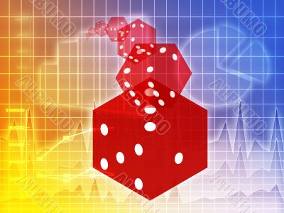 Rolling red dice illustration