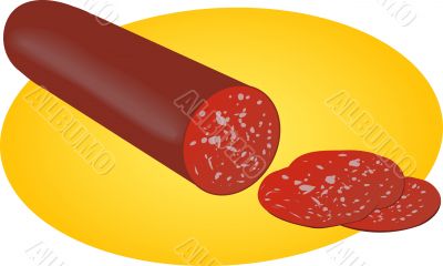 Pepperoni salami sliced illustration
