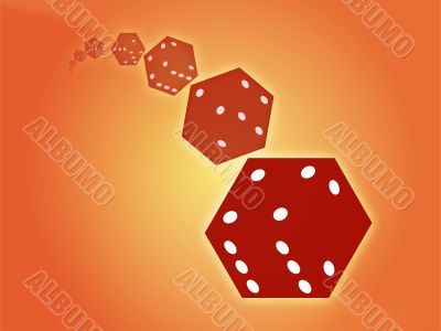 Rolling red dice illustration