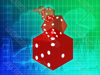 Rolling red dice illustration