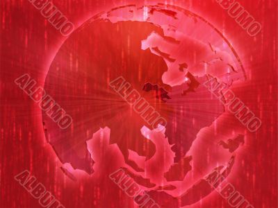 Map of Asia on globe  illustration