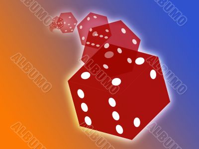 Rolling red dice illustration