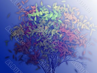 Tree with falling leaves, illustration