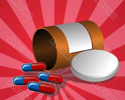 Illustration of open pillbox with pills
