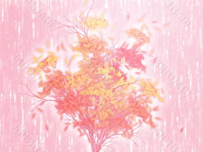 Tree with falling leaves, illustration