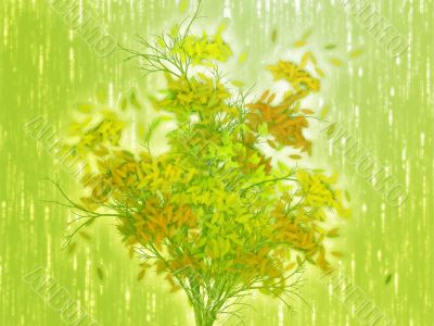 Tree with falling leaves, illustration