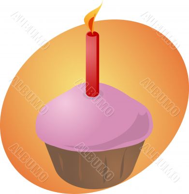 Birthday cupcake with candle