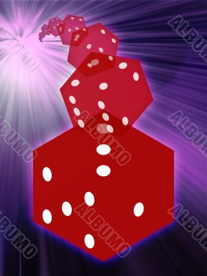 Rolling red dice illustration