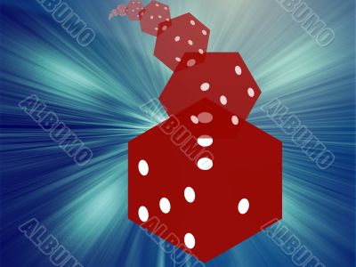 Rolling red dice illustration