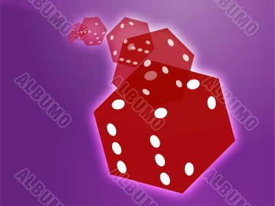 Rolling red dice illustration