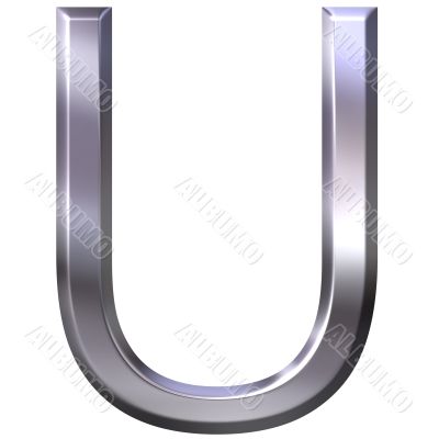 3D Silver Letter U