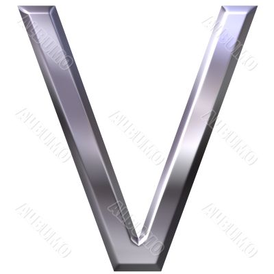 3D Silver Letter V