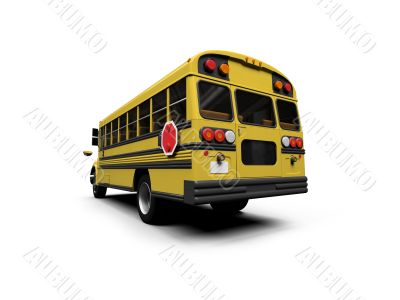 School yellow bus isolated over white