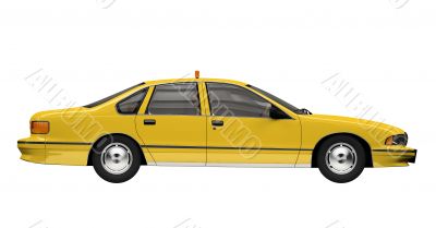 Yellow taxi isolated over whie