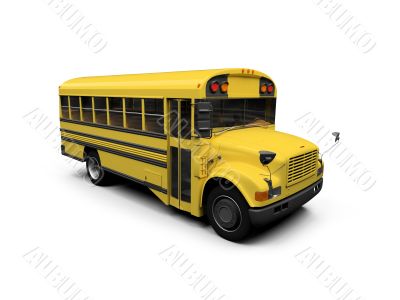 School yellow bus isolated over white