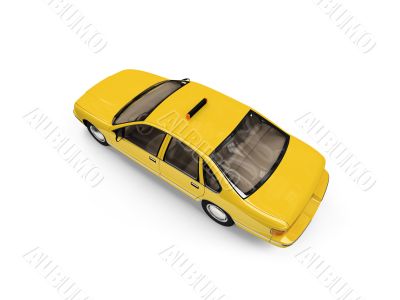 Yellow taxi isolated over whie