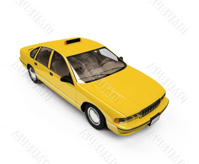 Yellow taxi isolated over whie