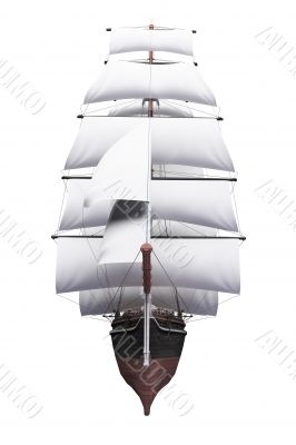 Sailing ship isolated over white