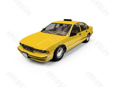 Yellow taxi isolated over whie