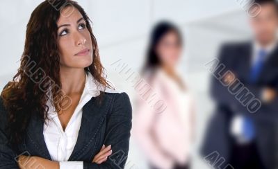 young lady looking up