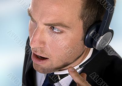 young businessman with headphones