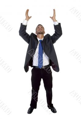 standing man making a wish