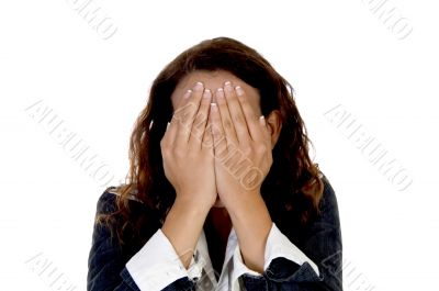 lady hiding her face