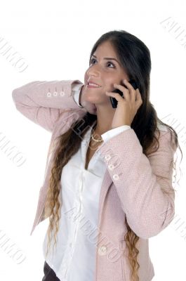 standing woman talking on mobile