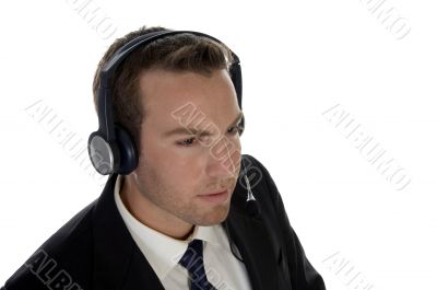 businessman wearing headset