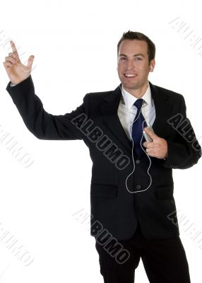 businessman enjoying music