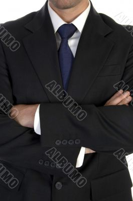 businessman in suit with crossed hand