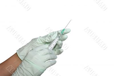 Syringe in hands