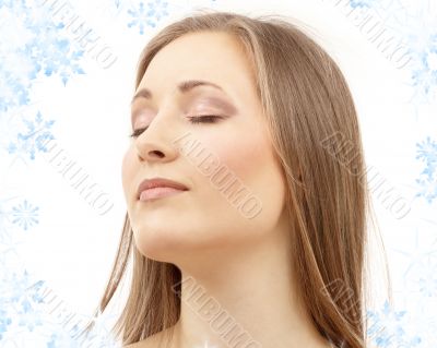 beautiful woman with closed eyes