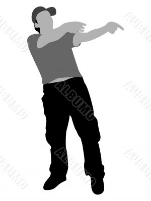 man pointing downward