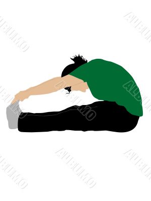 man touching his toes