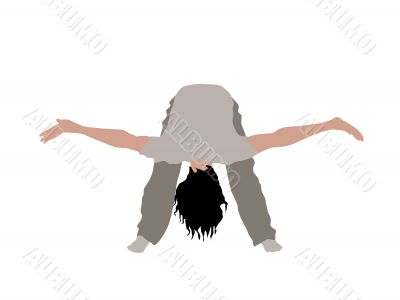 male bending down with palms up