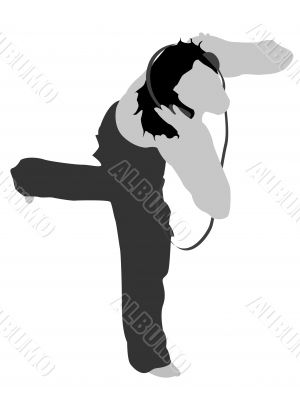 dancing man with headphone
