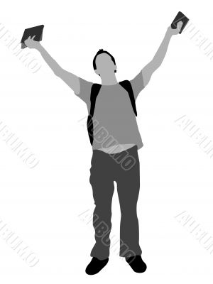 standing male with books