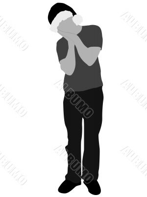 man giving a sleeping pose in  santa cap