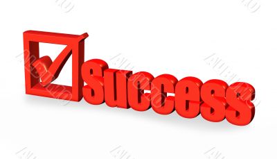 red success word and tick sign