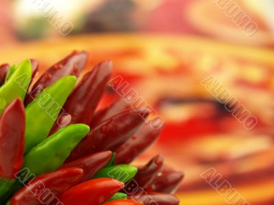 chili pepper and hot red pepper very close