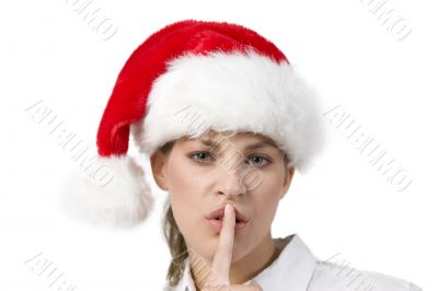 santa woman shushing