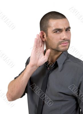 young man hard of hearing