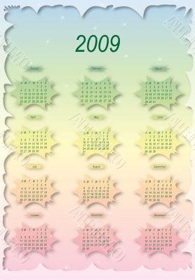 Calendar of 2009 year.