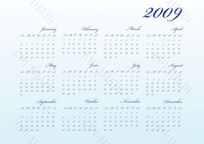 Calendar of 2009 year.