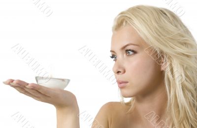 lady holding candlestick holder