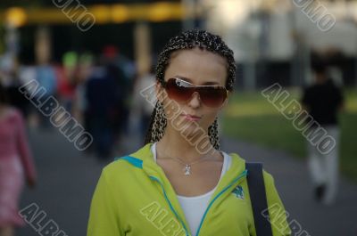Girl walking in city