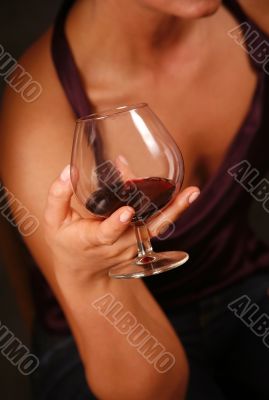 Glass with a red wine