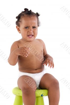 Adorable african baby crying for a tantrum